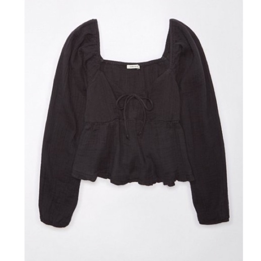 AE Ruched Long Sleeve Baby Doll Top